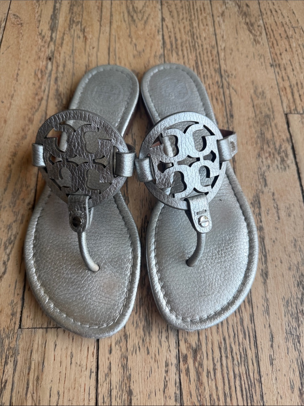 Tory Burch Metallic Silver Miller Thong Sandals